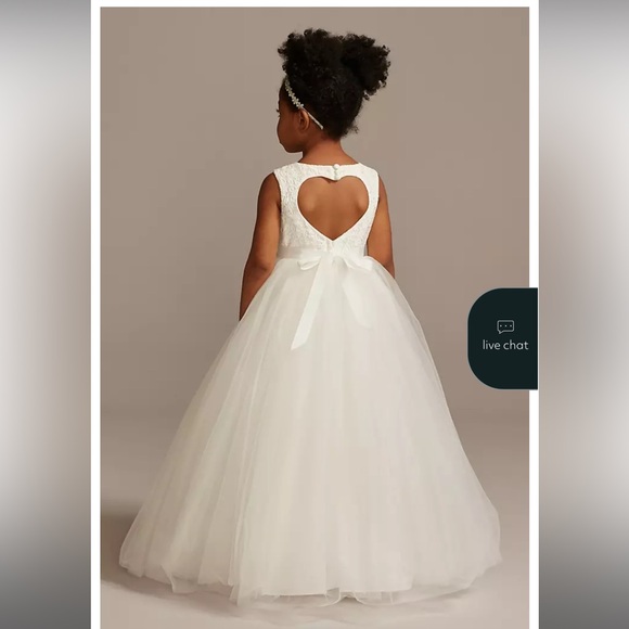 David's Bridal Other - David's Bridal Ball Gown Flower Girl Dress with Heart Cutout in White
